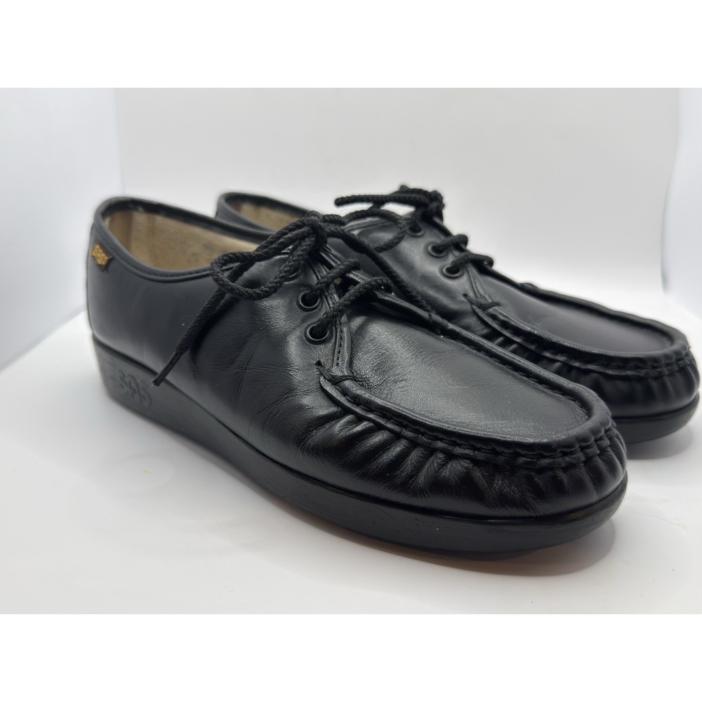 SAS Women's Size 7.5 Black Leather Lace-Up Walking Shoes